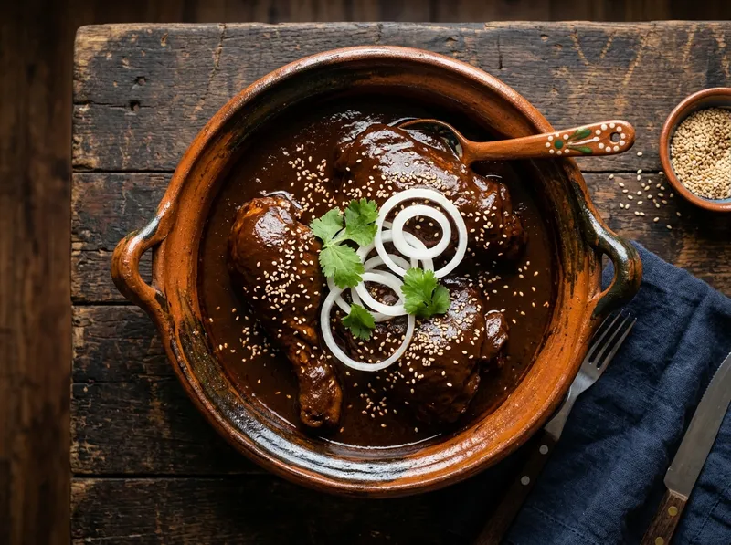 Medio kilo Pollo en Mole o Chicharrón Verde