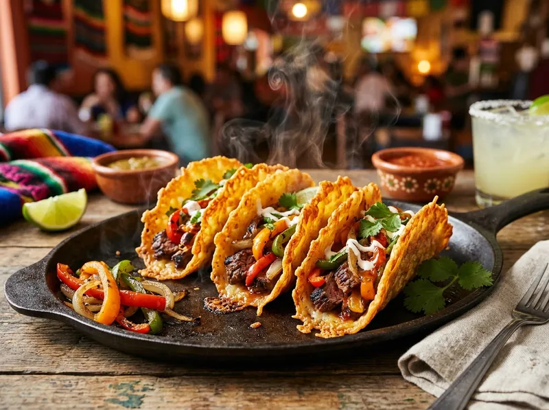 Fajitas de Res o Pollo con Queso Fundido